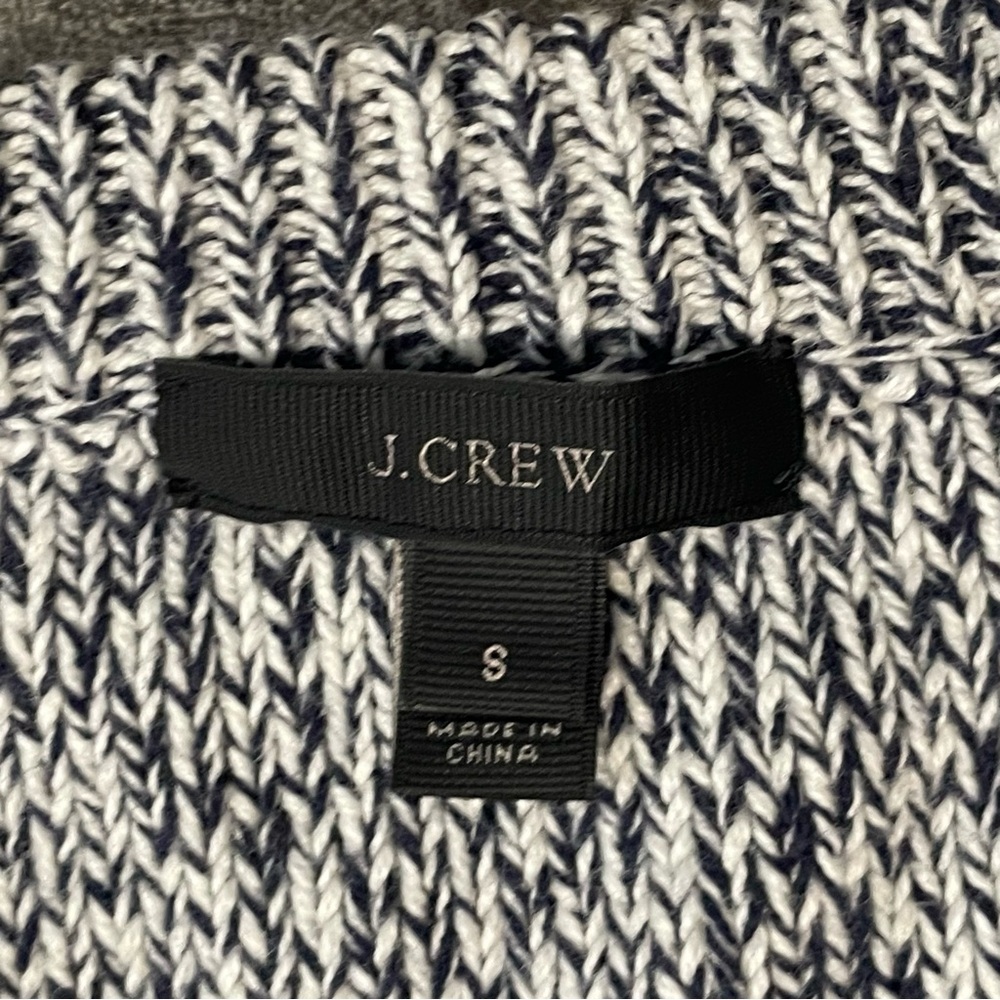 J. Crew Women’s Cable Knit Crewneck Sweater 100% Cotton S Navy Blue Marled - Picture 8 of 10
